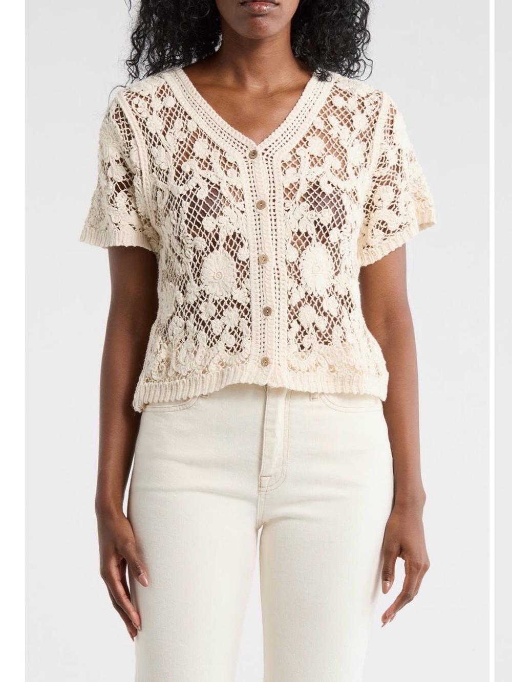 Forgotten Grace - Crochet Short-Sleeve Top